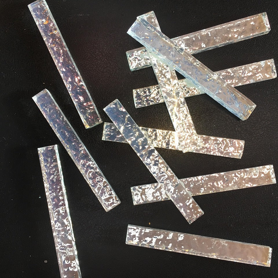 Glass silver backed strips: SILVER JN028-64 50gm bag