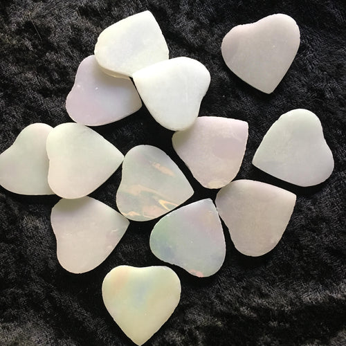Precut Glass Shapes: Irridised White Hearts SG12-56H 50gm bag