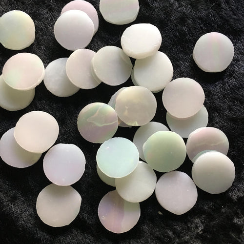 Precut Glass Shapes: Irridised White Circles SG12-56R 50gm bag